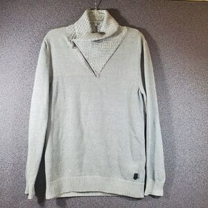 Trash Nouveau Men's Elegant Gray Shaw Collar Zip Sweater M